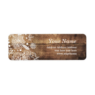 floral wood rustic return address stickers