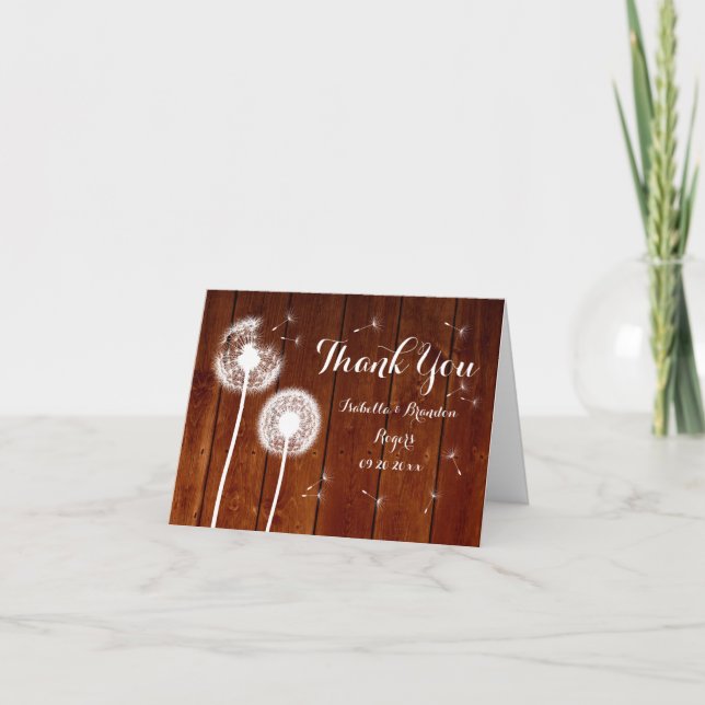 Floral & Wood Thank You Card (Front)