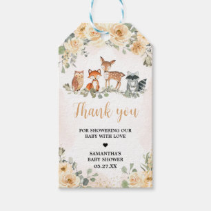 Floral Woodland Animals Baby Shower Favour Tag