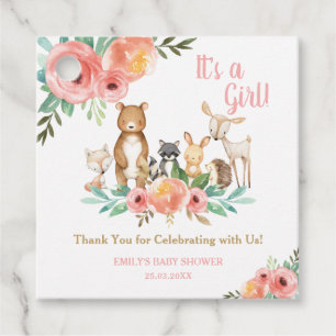Floral Woodland Animals Baby Shower Thank You Favour Tags