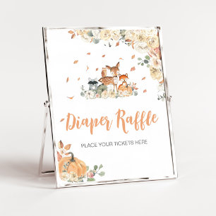 Floral Woodland Animals Diaper Raffle Sign
