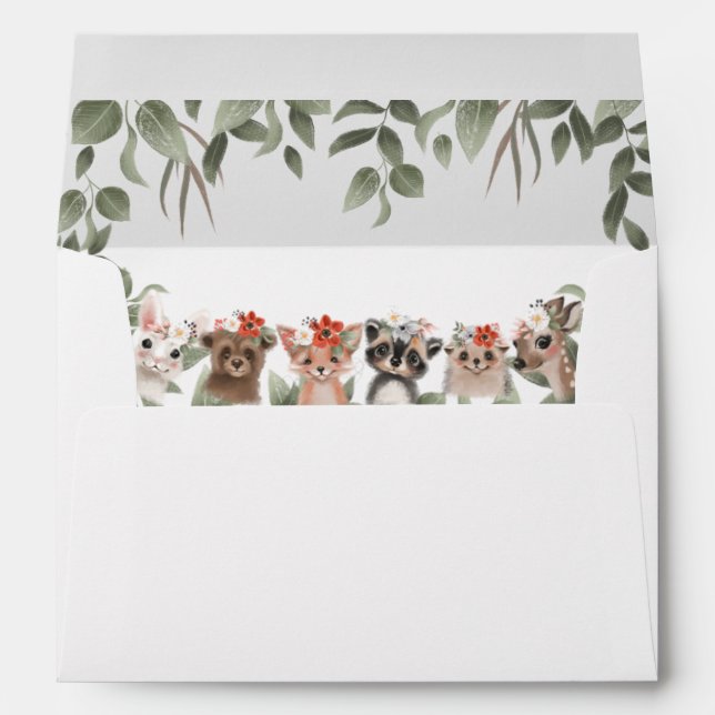 Floral woodland animals forest envelopes 5x7 card (Back (Bottom))