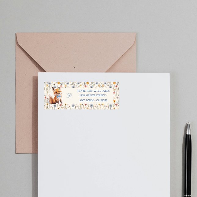 Floral Woodland Fox Baby Shower Return Address Lab (Creator Uploaded)
