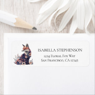 Floral Woodland Fox Elegant Chic Return Address