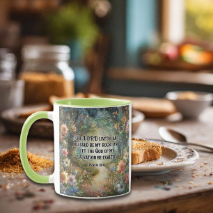 Floral Woodland  King James Scripture Psalm 18  Mug