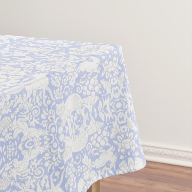 Floral Woodland Light Blue Forest Animal Pattern Tablecloth (In Situ)