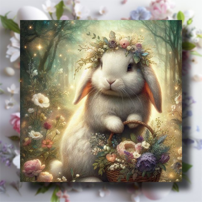 Floral Woodlands Whimsical Bunny Easter  Holiday Card (Creator Uploaded)