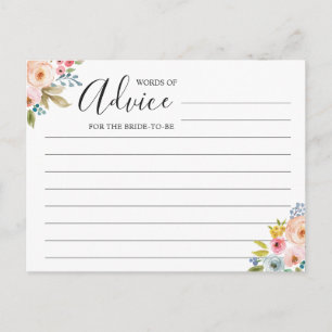 Floral Words of Advice Bridal Shower Card