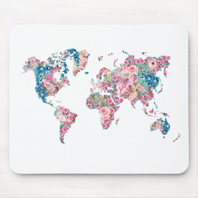 Floral World map Mouse Pad (Front)