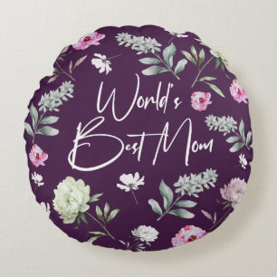 Floral World's Best Mom Round Pillow