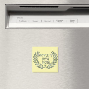 Floral World's Best Mom Text Design Magnet