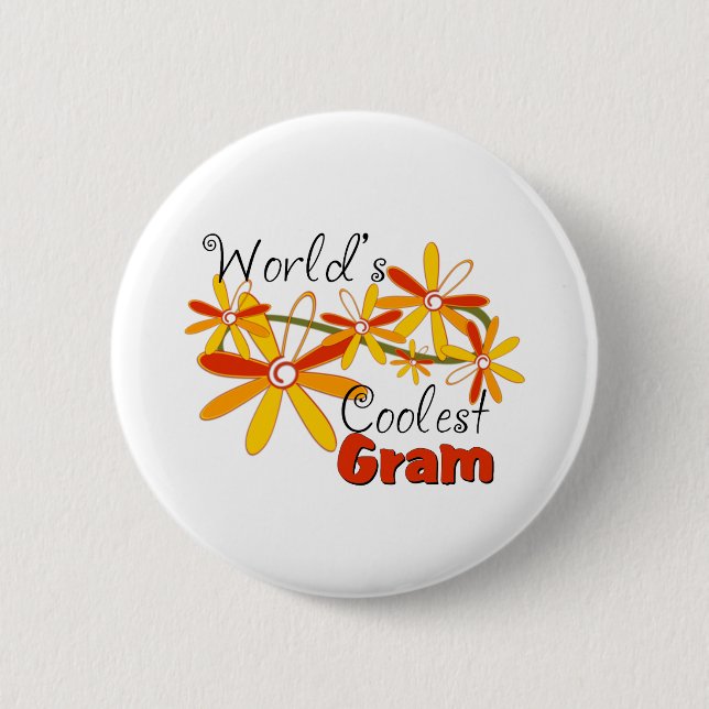 Floral World's Coolest Gram 2 Inch Round Button (Front)