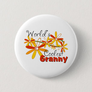 Floral World's Coolest Granny 2 Inch Round Button
