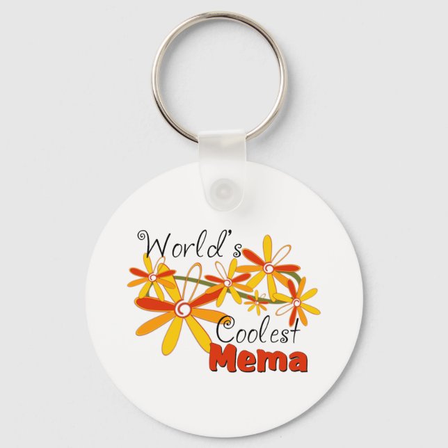 Floral World's Coolest Mema Keychain (Front)