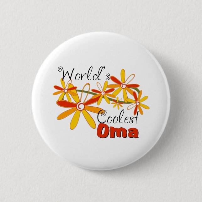 Floral World's Coolest Oma 2 Inch Round Button (Front)