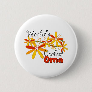 Floral World's Coolest Oma 2 Inch Round Button