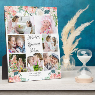 Floral WORLD'S GREATEST MOM Photo Collage Plaque