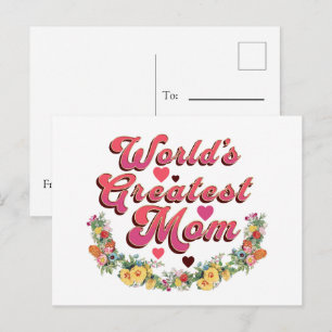 Floral World's Greatest Mom Postcard