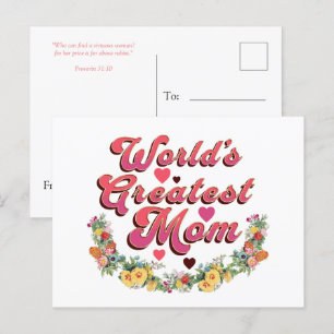 Floral World's Greatest Mom Postcard