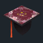 Floral Wreath-1 plus gold wreath, Name and School Graduation Cap Topper<br><div class="desc">Your own unique and beautiful grad cap topper. A gorgeous floral wreath surrounds a gold, victory, graduation wreath - plus your name and the name of your school. All text is easily changed with the template. Selecting “Personalize this design” offers you several edit options to easily change the text (wording,...</div>