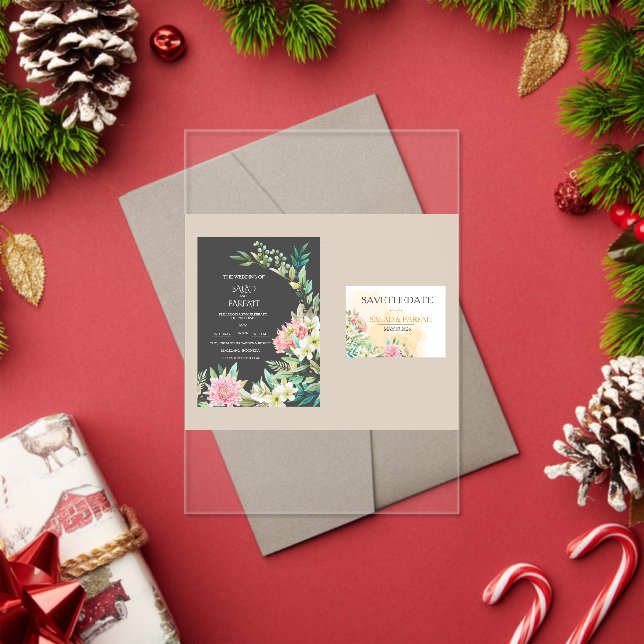 Floral Wreath Acrylic Wedding Invitation (Insitu (Holiday))