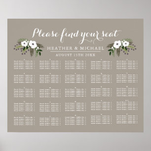 Floral Wreath - Alphabetical Seating Chart
