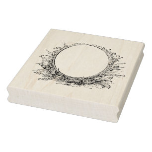 Floral Wreath Antique Frame Rubber Art Stamp