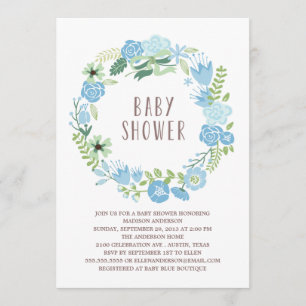 Floral Wreath   Baby Shower Invitation