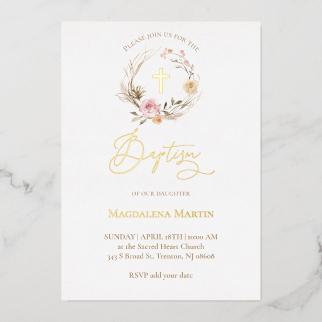 floral wreath Baptism  (Front)