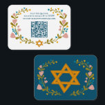 Floral Wreath Bat Mitzvah Hand-drawn Custom QRcode Enclosure Card<br><div class="desc">Perfect enclosure card for a bar mitzvah, bat mitzvah or other Jewish celebration! Hand made art for you! FULLY CUSTOMIZABLE! Click on “Personalize” above to edit the text and add your link to the QR code. Click "edit using design tool" to adjust the fonts, colours and placements. Also you can...</div>