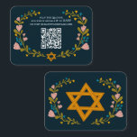 Floral Wreath Bat Mitzvah Hand-drawn Custom QRcode Enclosure Card<br><div class="desc">Perfect enclosure card for a bar mitzvah, bat mitzvah or other Jewish celebration! Hand made art for you! FULLY CUSTOMIZABLE! Click on “Personalize” above to edit the text and add your link to the QR code. Click "edit using design tool" to adjust the fonts, colours and placements. Also you can...</div>
