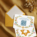 Floral Wreath Bat Mitzvah Hand-drawn Custom QRcode Enclosure Card<br><div class="desc">Perfect enclosure card for a bar mitzvah, bat mitzvah or other Jewish celebration! Hand made art for you! FULLY CUSTOMIZABLE! Click on “Personalize” above to edit the text and add your link to the QR code. Click "edit using design tool" to adjust the fonts, colours and placements. Also you can...</div>
