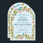 Floral Wreath Bat Mitzvah Hand-drawn Custom QRcode Invitation<br><div class="desc">Perfect card to announce a bar mitzvah, bat mitzvah or other Jewish celebration! Hand made art for you! FULLY CUSTOMIZABLE! Click on “Personalize” above to edit the text and add your link to the QR code on the back (check my shop for alternate designs with custom photo). Click "edit using...</div>
