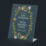 Floral Wreath Bat Mitzvah Hand-drawn Custom Welcom Pedestal Sign<br><div class="desc">Perfect sign to announce a bar mitzvah, bat mitzvah or other Jewish celebration! Hand made art for you! FULLY CUSTOMIZABLE! Click on “Personalize” above to edit the text. Click "edit using design tool" to adjust the fonts, colours and placements. THANK YOU FOR SUPPORTING INDEPENDENT ARTISTS! All artwork and designs are...</div>