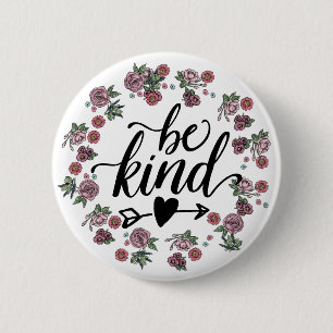 Floral wreath - BE KIND 2 Inch Round Button