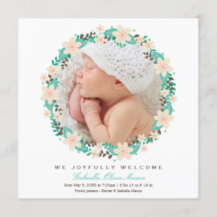 Floral Wreath   Birth Announcement