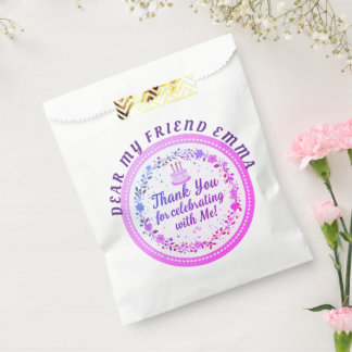 Floral Wreath Birthday Cake Personalized Thank You Favour Bag