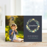 Floral Wreath Birthday Photo Card for Grandma<br><div class="desc">Affordable custom printed birthday card personalized with your photo and text. This pretty feminine design features a modern floral wreath in blue, green and yellow spring pastel colours. Use the design tools to add more photos, edit the text with your own special message and customize the fonts and colours to...</div>