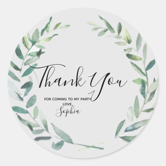 Floral Wreath Branch Botanical Thank you Sticker (Front)