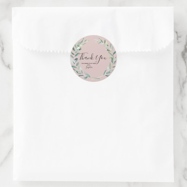 Floral Wreath Branch Botanical Thank you Sticker (Bag)