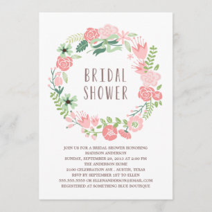 Floral Wreath   Bridal Shower Invitation