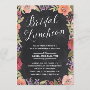 Floral Wreath   Bridal Shower Luncheon Invitation
