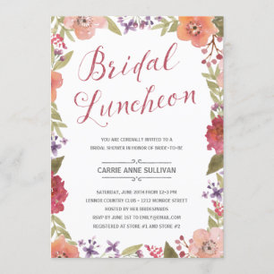 Floral Wreath   Bridal Shower Luncheon Invitation