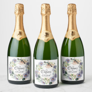 Floral Wreath Bridal Shower Sparkling Wine Label