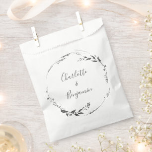 Floral Wreath Calligraphy Custom Wedding  Favour Bag