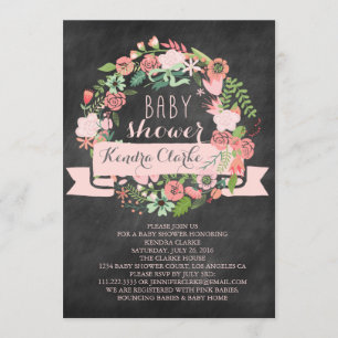 FLORAL WREATH CHALKBOARD   BABY SHOWER INVITATION