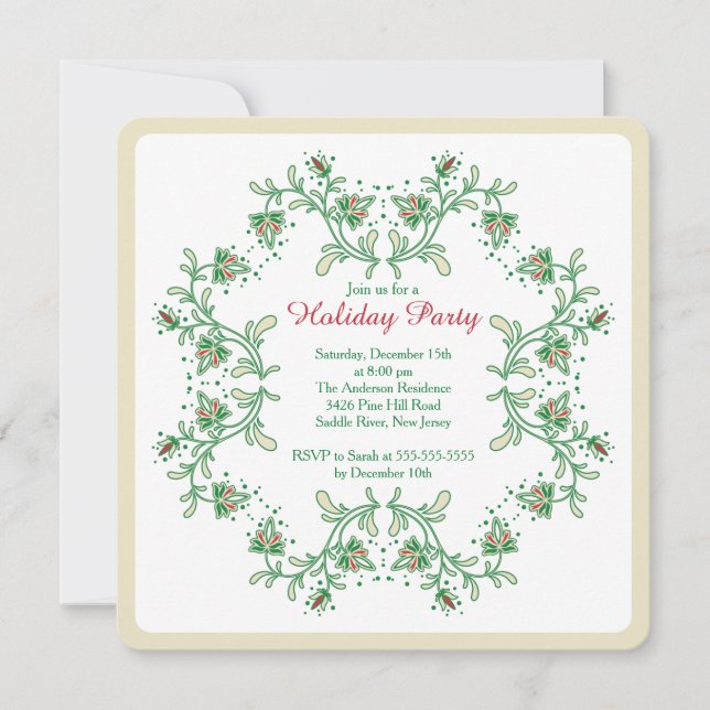 Floral Wreath Christmas Holiday Party Invitation (Front)