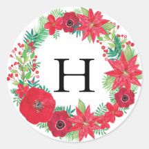 Floral Wreath Christmas Personalized Initials