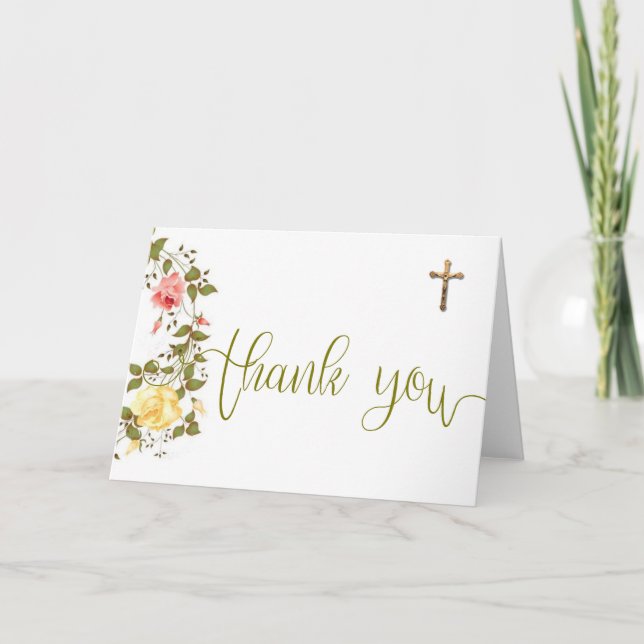 Floral Wreath Crucifix Thank You Overlay (Front)