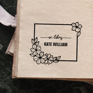 Floral Wreath Custom ex libris Self-inking Stamp